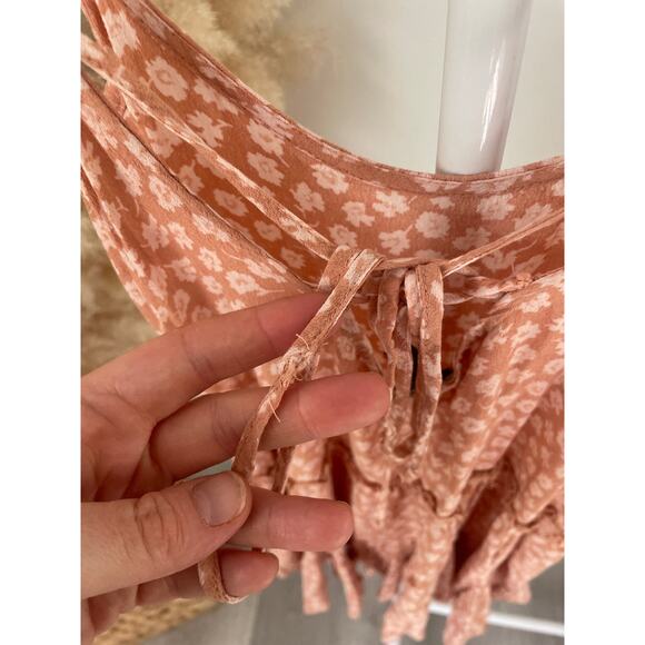 B1G2 FREE 🍁 Wild Fable Pink Floral Mini Sundress Small Tiered Spaghetti Strap - Picture 6 of 7